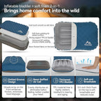 MARCHWAY Inflatable Camping Pillow with Soft Foam Top & TPU Air Bladder, Dual-Sided Support for All-Season, Lightweight Compact Travel Pillow for Hiking, Backpacking, Airplane, Car (Blue)