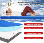 HOMBYS 3 INCH Thick Waterproof Memory Foam Camping Mattress for Outdoor Sleeping, Portable Roll Up Mattress Pad Mat for Travel Truck Bed Tent