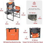 SUNNYFEEL Camping Directors Chair, Heavy Duty,Oversized Portable Folding Chair with Side Table, Pocket for Beach, Fishing,Trip,Picnic,Lawn,Concert Outdoor Foldable Camp Chairs