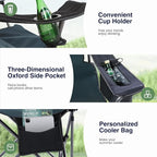 HIGH POINT SPORTS Camping Folding Chair, Heavy Duty Oversized Portable Outdoor Chair, Foldable Camp Chair with Cup Holder and Cooler Bag Support 450 LBS, Green…