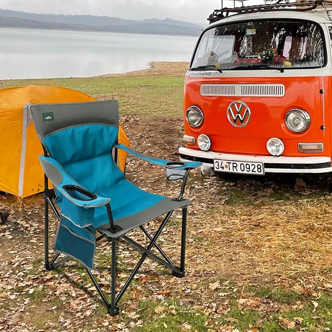 Northroad Foldable Camping Chair Heavy-Duty Outdoor Folding Chair Support Up to 300lbs for Hiking, Picnics, Patio, Beach, Fishing (Blue)