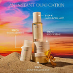 OUAI St. Barts Travel Bundle - Includes Travel Size Scalp & Body Scrub, Foaming Shower Gel, Hydrating Cream, and Hair & Body Mist (4 Count, 3.4 Oz/3.4 Oz/3 Oz/3.3 Oz)