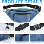 1PCS Crossbody Fanny Pack Large Capacity Waist Bag with 4-Zipper Pockets Adjustable Strap Fanny Packs Waterproof Oxford Cloth Travel Belt Bag for Outdoor Shopping Travel Men Women,Blue