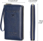 Leather RFID Blocking Passport Holder Travel Wallet, Passport Cover/Travel Wallet for Women/Men with