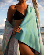 Quick Dry Towel Extra Large Waffle 78x35 Inch - Microfiber Beach Towel - Perfect for Beach, Travel, Swimming, Pool, Yoga, Hiking, Camping - Lightweight, Fast Drying, Compact for Adults (Rain)