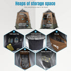 Camping Shower Tent Deluxe Changing Room Easy Set Up Privacy Shelter,Large Toilet Tent with Floor Drain Design for Beach, Camping,Hiking with Stakes and Ropes for Stability