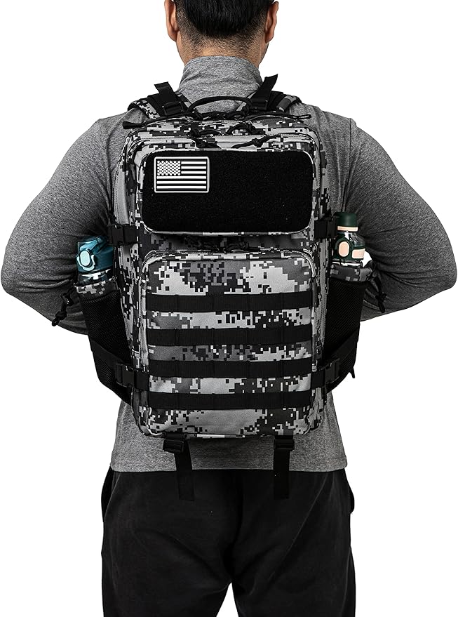 QT&QY 25L/45L Military Tactical Backpack For Men Molle Daypack 3 Day Bug Out Bag Hiking Rucksack With Bottle Holder