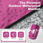 Sherpa Warm Outdoor Camping Blanket - Waterproof Stadium Blanket for Cold Weather, Camp, Sports Mom and Concert - Camping Quilt 80" X 58" (Rose Purple)