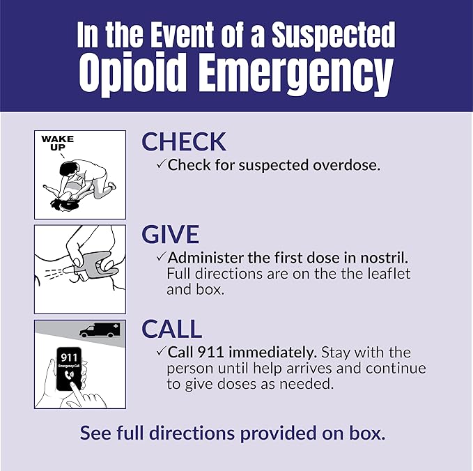 Naloxone HCI Nasal Spray, 4 mg – Emergency Treatment for Opioid Overdose - Rapid-Response Opioid Overdose Reversal, 2 Dose Single Use Nasal Spray