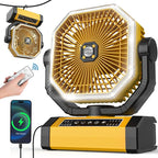 Battery Powered Fan - 9-Inch Rechargeable Fan Portable, 10000mAh(30Hrs) Camping Fan for Tent, Auto Oscillation Cordless Fan, Tent Fan for Camping with Remote/light, 4 Speeds, 4 Timing, Outdoor