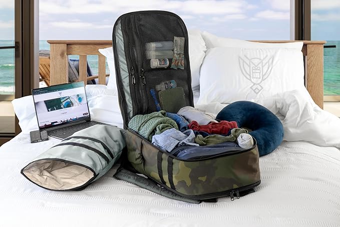 Xtreme Sight Line ~Versa Backpack ~ Removable Faraday Sleeve fits up to a 16" Laptop ~ Heavy-Duty, Lightweight, Foam Padded & Multiple Large Compartments ~ 1000D Nylon/Spacer Mesh ~ Woodland Camo