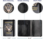TOURSUIT RFID Blocking Passport Holder for Women Men, Leather Passport Travel Wallet with 3D Metal Badge, Travel Document Holder Cover Accessories (Black)