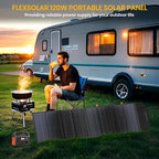 Upgraded 120W Portable Solar Panel for 500/1000/1500W Power Station, ETFE Solar Power Charger with QC3.0 USB-A &Type-C&M-C-4 Output Foldable Solar Panel for Camping, RV, Emergency Power Supply