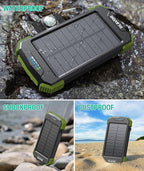 BLAVOR Solar Charger Power Bank 10,000mAh, Portable Wireless Charger, 20W Fast Charging External Battery Pack with USB C for Cell Phones, Solar Panel Charger with Dual Flashlight for Camping
