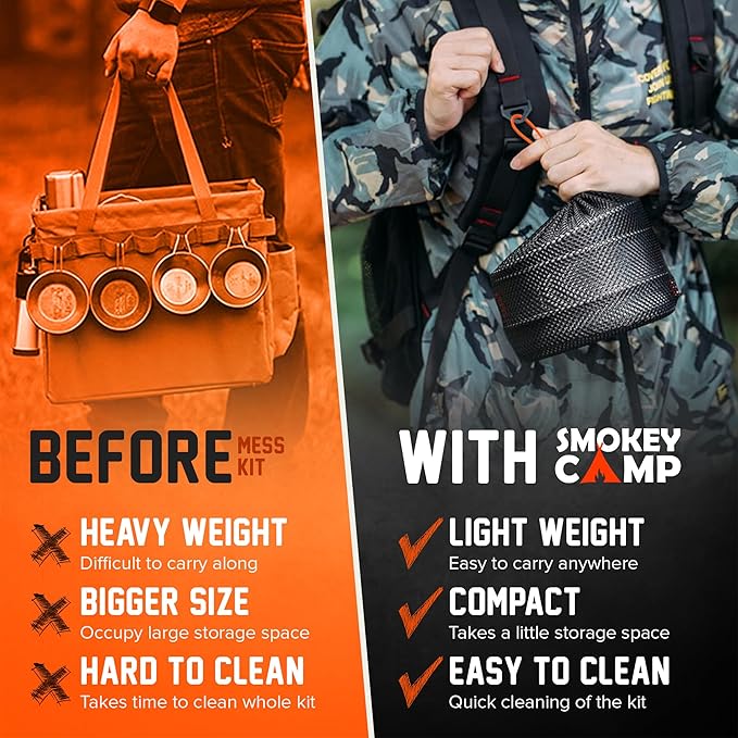 Camping Cookware Mess Kit Set with Stove - Backpacking Camping Pots and Pans Set, All in One Non-Stick Camping Cooking Set, Portable Stove, Hiking, Picnic, Outdoor & Camping Cookware Set