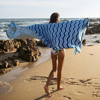 Elite Trend Quick Dry Towel Large 63x31 Inch - Microfiber Beach Towel - Perfect for Beach, Travel, Swimming, Pool, Yoga, Hiking, Camping - Lightweight, Fast Drying, Compact for Adults (Blue Sea)