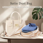 Vonty 3 Pack Silky Dust Bags for Shoes and Purses, Satin Drawstring Bag for HandBags Boots - Beige Shoe Bag Silk Dust Cover Bag Protector Travel Storage Pouch(23.6 x 19.6 In)