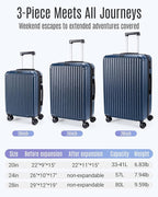 LIGHT FLIGHT Luggage Sets, Durable Hard Shell 3 Piece Set Suitcase with Spinner Wheels, Hardside Lightweight Luggage set with TSA Lock, Large Travel Luggage Set (20" 24" 28"),Black and Brown