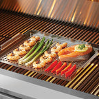 Stainless Steel BBQ Grill Topper Pan Tray for Vegetables, Meats, Skewers & Seafoods for Outdoor Cooking, Grilling, Camping & Tailgating for Gas Grills, Charcoal Grills & Barbecue by Mr. Bar-B-Q 06032Y