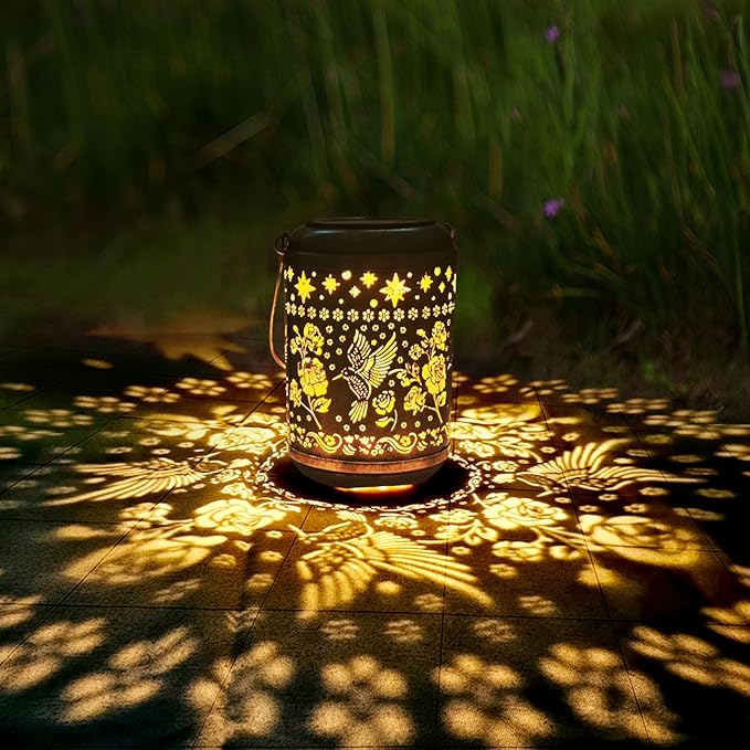Solar Hummingbird Lanterns Outdoor Waterproof Birthday Gifts for Women Mom Grandma Garden Decor Hanging Solar Lights Metal Decoration Outside for Yard, Patio,Backyard,Porch