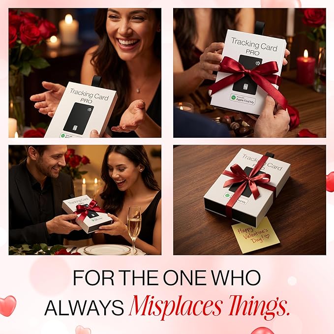 SPOTMINDERS Mens Valentines Day Gifts for Him Apple MFi Certified Credit Card Wallet Tracker PRO (iOS Only) 0.07in Works with Apple Find My Rechargeable Tracking Card IP68 Slim Passport Item Finder