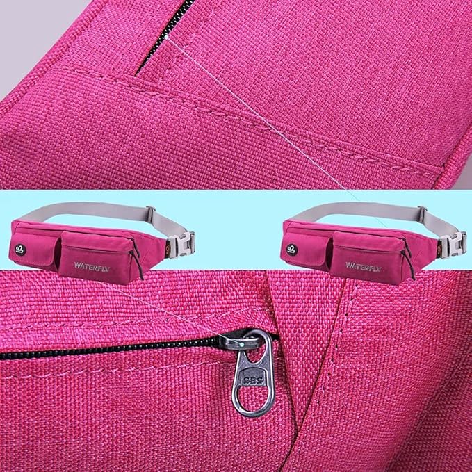 WATERFLY Fanny Pack Slim Soft Polyester Water Resistant Waist Bag Pack for Man Women Carrying iPhone 8 Samsung S6