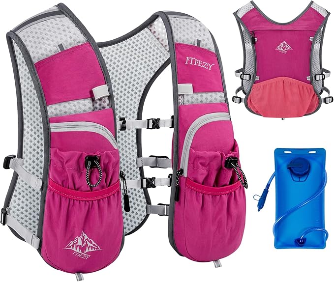 Running Hydration Vest for Women Men - Waterproof Running Water Backpack Hydration Pack with 12 Pockets, Lightweight Water Vest for Hiking Trail Cycling Marathon Race