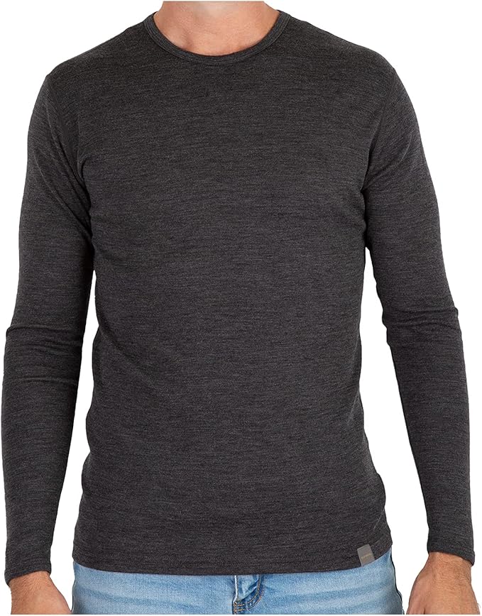 MERIWOOL Mens Base Layer - 100% Merino Wool Midweight Long Sleeve Thermal Shirt