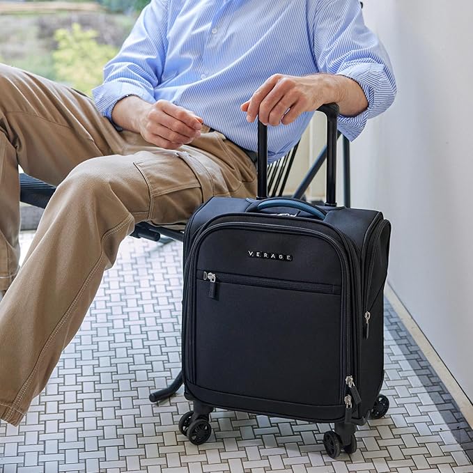 Verage Carry On Underseat Luggage with Wheels & USB Port, 14 Inch Wheeled Spinner Bag Carry-on Luggages for Airlines, Lightweight Suitcase Men Women, Pilots and Crew(14-Inch Compact Underseat Pro)