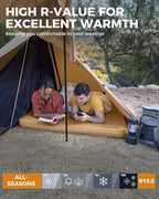 KingCamp Self Inflating Camping Pad, Ultra 6" Thick or Ideal 3" Thcik High R Value Air & Foam Camping Mattress, Full Size Double Sleeping Pad 2 Person for Camp Tent Outdoor Car, Multi Colors, PVC Free