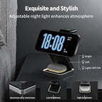 【2025 Upgraded】 Magnetic Wireless Charger 3 in 1, Foldable Charging Station with Night Light for Apple MagSafe Charger, Travel Charger Stand, Nightstand Fast 15W Charging Station (with Adapter)