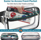Veckle Clear Fanny Pack Stadium Approved - Plus Size 35-51 Inch Adjustable Strap Transparent Belt Bag for Women Men Fits 7.5" Smartphone, Clear Bag for Stadium Events Sports Concerts, 2-Pack Black