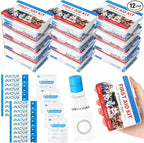 Threlaco 12 Set Mini First Aid Kit Bulk Mini Portable Travel Kit Resistant Case for Convenience First Aid 12 Pack Boxes of 26 Items Each for Minor Cut Scrape Hike Car Home School Office Sports