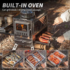 Stainless Steel Portable Wood Burning Stove with Oven & Camping Table, 6 Chimney Pipe for Outdoor Camping, Cooking, Tents, BBQ, Hiking, Fishing, Backpacking