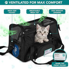 PetAmi Airline Approved Pet Carrier for Cats & Small Dogs, Soft Sided TSA Travel Carrier Bag with Sherpa Bed, Breathable Mesh Ventilation, Collapsible Bowl, Fits Under Seat, Up to 18 lbs, Large Black