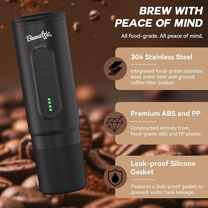 H02 PRO Portable Espresso Machine, Travel Coffee Maker fits NS Capsule & Ground Coffee, Father's Day Camping Small Mini Coffee Machine with Self-heating, Electric Espresso Maker