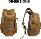 35L Tactical Backpack for Men, MOLLE Military Bug Out Bag, Waterproof Rucksack for Hiking with Hydration Port Tan