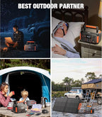 GRECELL 500W Portable Power Station 444Wh Solar Generator with 110V Pure Sine Wave AC Outlet/PD60W, 1000W Peak power station for Camping Trip RV Outdoor Home Emergency Backup & Solar Powered