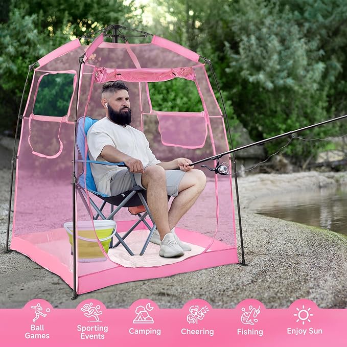 All Weather Proof Pod Sports Pod,540°View Weather Tent,1-4 Person Instant Tent with Sealed Floor,Outdoor Screen House with Carrying Bag,Screen Room for Sport Event,Camping,Fishing