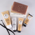 Dionis Goat Milk Vanilla Bean Hand Cream, Body Lotion, Whipped Body Scrub, Shave Butter, Bar Soap 6 oz & Carrying Case 6-Piece Travel Set