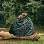 Outdoor Camping Blanket with Sherpa Lining, Extra Warm Thick Camp Blankets and Puffy Ultralight Soft Poncho DWR Camping Quilt for Cold Weather, Adventure, Sleeping, Backpacking 78"x 56"