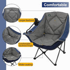 Northroad Oversized Foldable Camping Chair with Cell Phone Holder,Outdoor Padded Lawn Chair w/Cup Holder,Carry Bag for Beach, Hiking, and Picnics,Heavy-Duty 300-lbs Capacity, Blue
