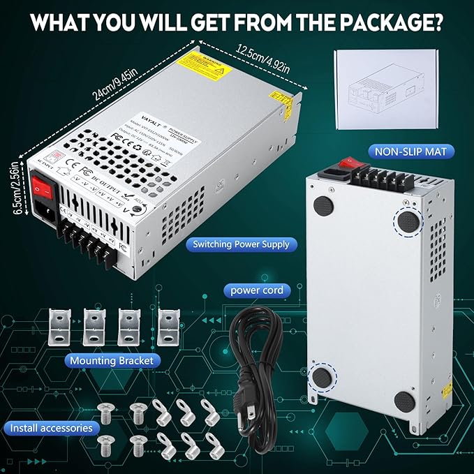 VAYALT DC 12V 83.3A 1000W Switching Power Supply, 110V/220V AC to DC Converter, Universal Regulated Switching, 12V Power Supply for CCTV Camera System, 3D Printer, LED Strip, Computer Project