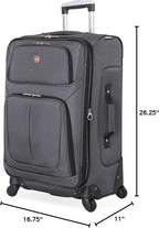 SwissGear Sion Softside Expandable Luggage, Dark Grey, Checked-Medium 25-Inch