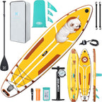 ZLX Inflatable Stand Up Paddle Board, 10'6" SUP Non-Slip Stable Deck Pad, Unique Center Fin, Premium Accessories, Portable Paddleboard for Adults, Beginners, All Skill Levels