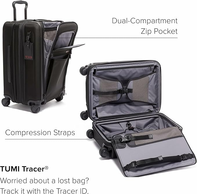 TUMI - Alpha International Expandable 4 Wheeled Carry-On - Rolling Carry On Suitcase for Domestic & International Travel - Black