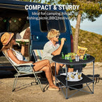 Portable Lightweight Folding Camping Table with Cooler and 4 Large Cup Holders Collapsible Picnic Camp Table Foldable Outdoor Table with Carry Bag for BBQ Tailgating Beach RV Travel Hiking