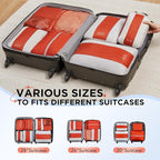 8 Set Compression Packing Cubes for Travel Essentials,Compressible Expandable Packing Cubes for Suitcase,OlarHike Luggage Organizer Bags for Travel,Handy Helper for Organizing Clothes(Orange)