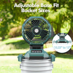Portable Misting Fan, 4 Powerful Speed & 4 Spray Modes, 30000mAh Battery Powered, Remote Control, Auto Oscillation with Adjustable Base fit for 10-13 inch Bucket for Outdoor Camping Beach Travel