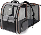 Extra Large Cat Backpack Carrier Expandable Pet Carrier Backpack for Small/Medium Dogs and Medium/Large Cats, Grey